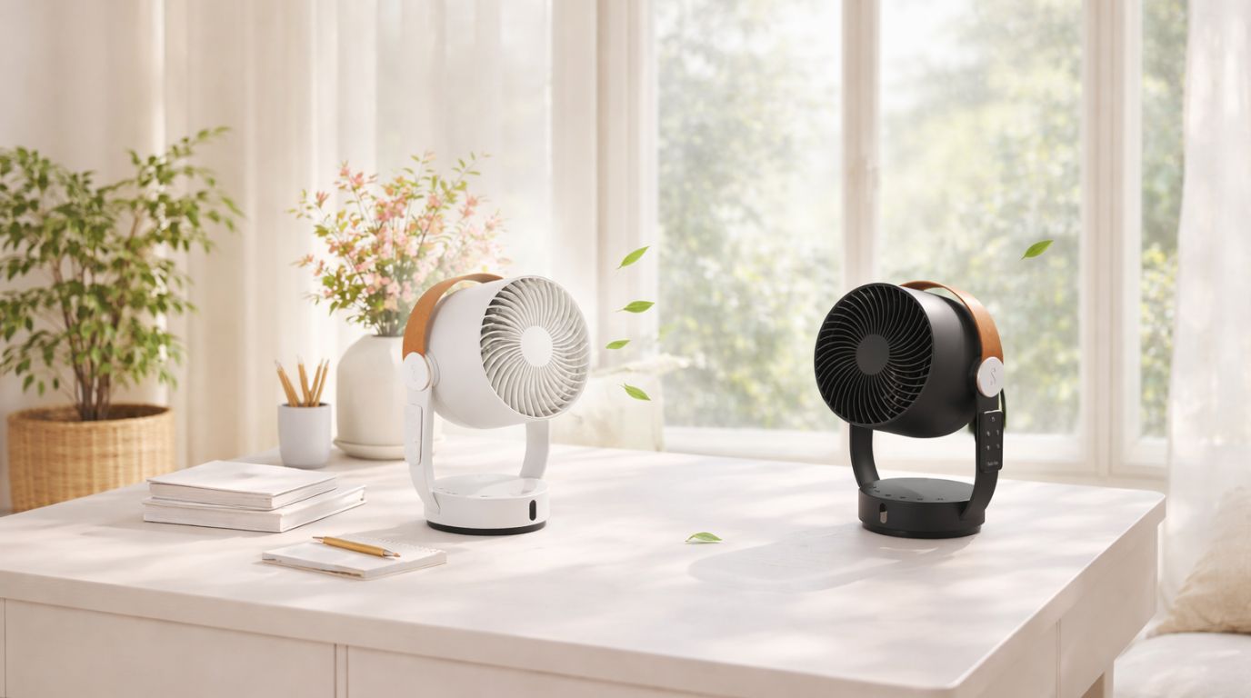 Leo white black fan 3d oscillation